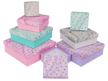 Multicoloured gift boxes, Golden Dots,