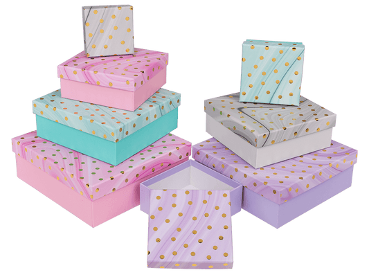 Multicoloured gift boxes, Golden Dots,