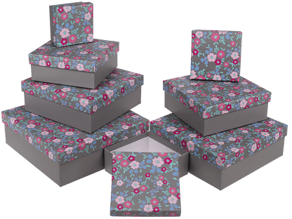 Grey gift boxes, Spring Flowers,