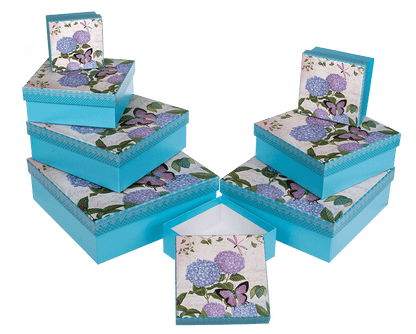 Light blue gift box with butterfly & flowers,