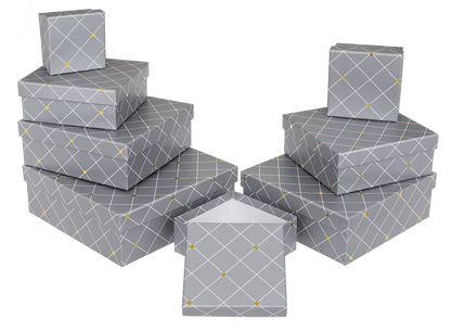 Grey mattfinished gift box, with gold dots,