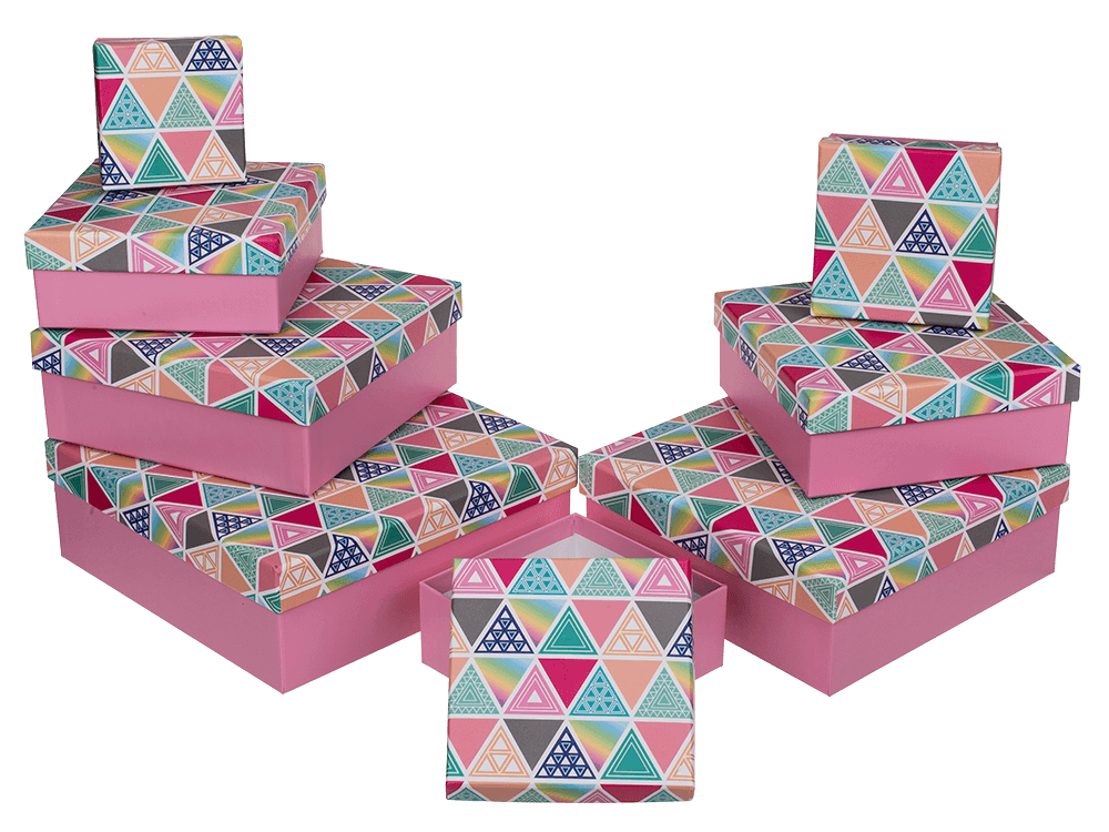 Pink gift box, Triangles,