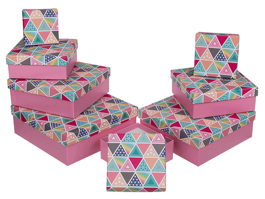 Pink gift box, Triangles,