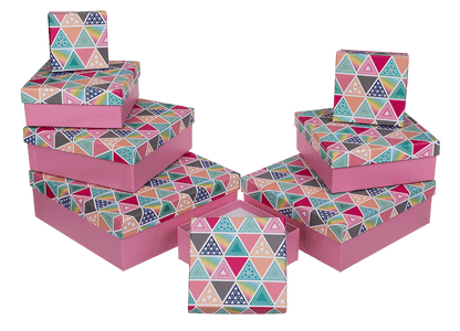 Pink gift box, Triangles,