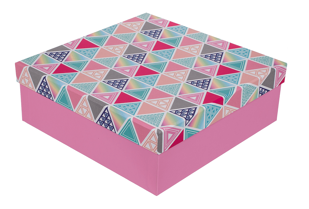 Pink gift box, Triangles,