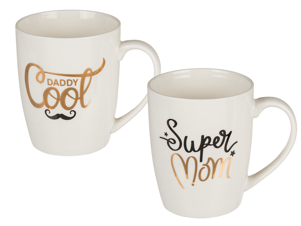 New Bone China mug, Super Mom & Daddy Cool,