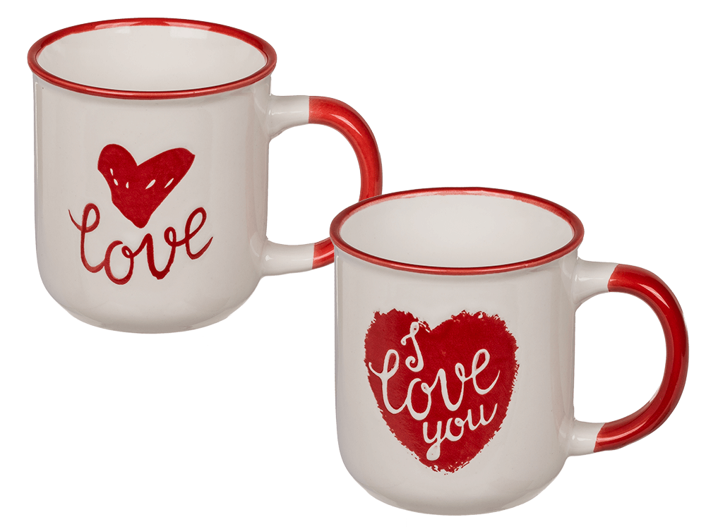 New bone china mug, red heart & I love you,