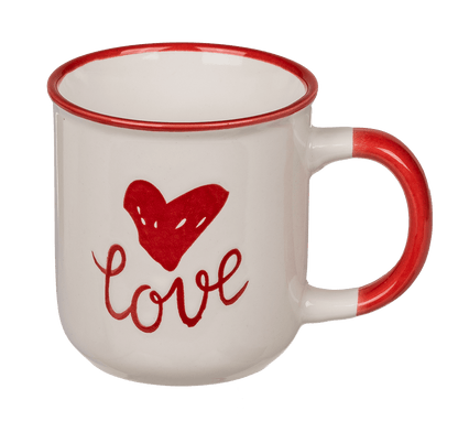 New bone china mug, red heart & I love you,