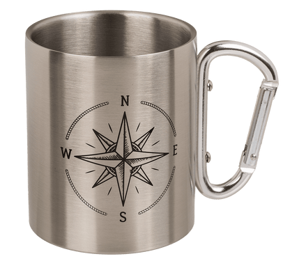 Stainless steel mug with carabiner, Maritime,