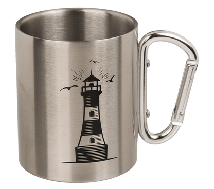 Stainless steel mug with carabiner, Maritime,