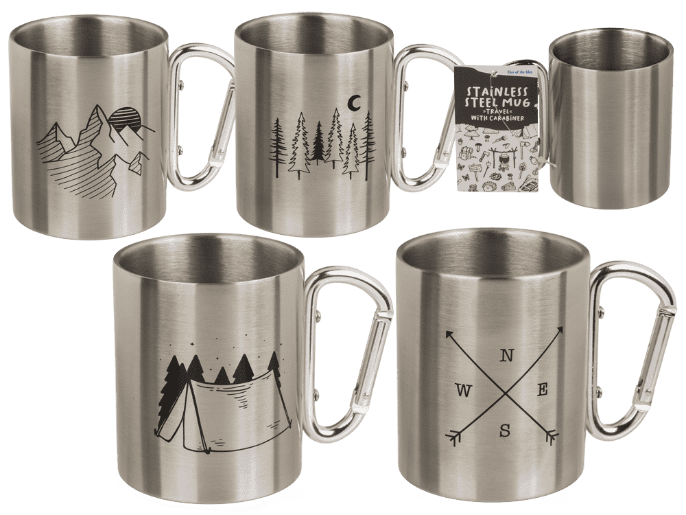 Stainless steel mug with carabiner, Travel,