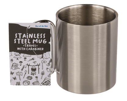 Stainless steel mug with carabiner, Travel,