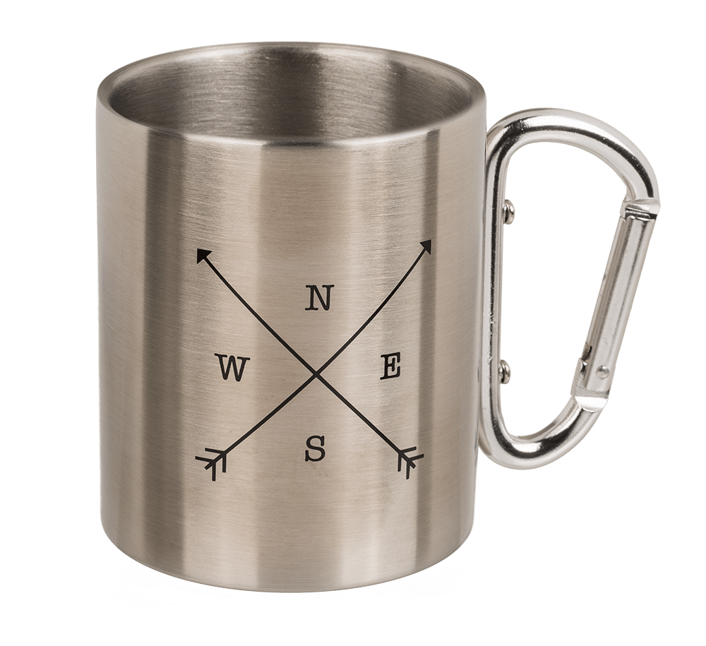 Stainless steel mug with carabiner, Travel,