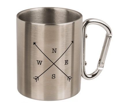Stainless steel mug with carabiner, Travel,
