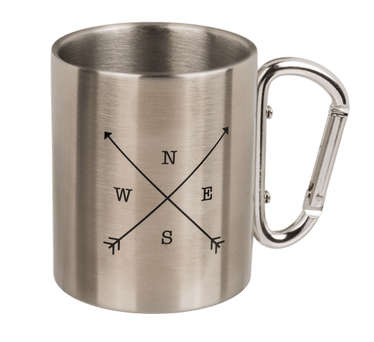 Stainless steel mug with carabiner, Travel,