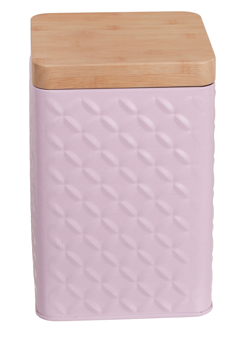 Rectangular tin box with bamboo look cover,