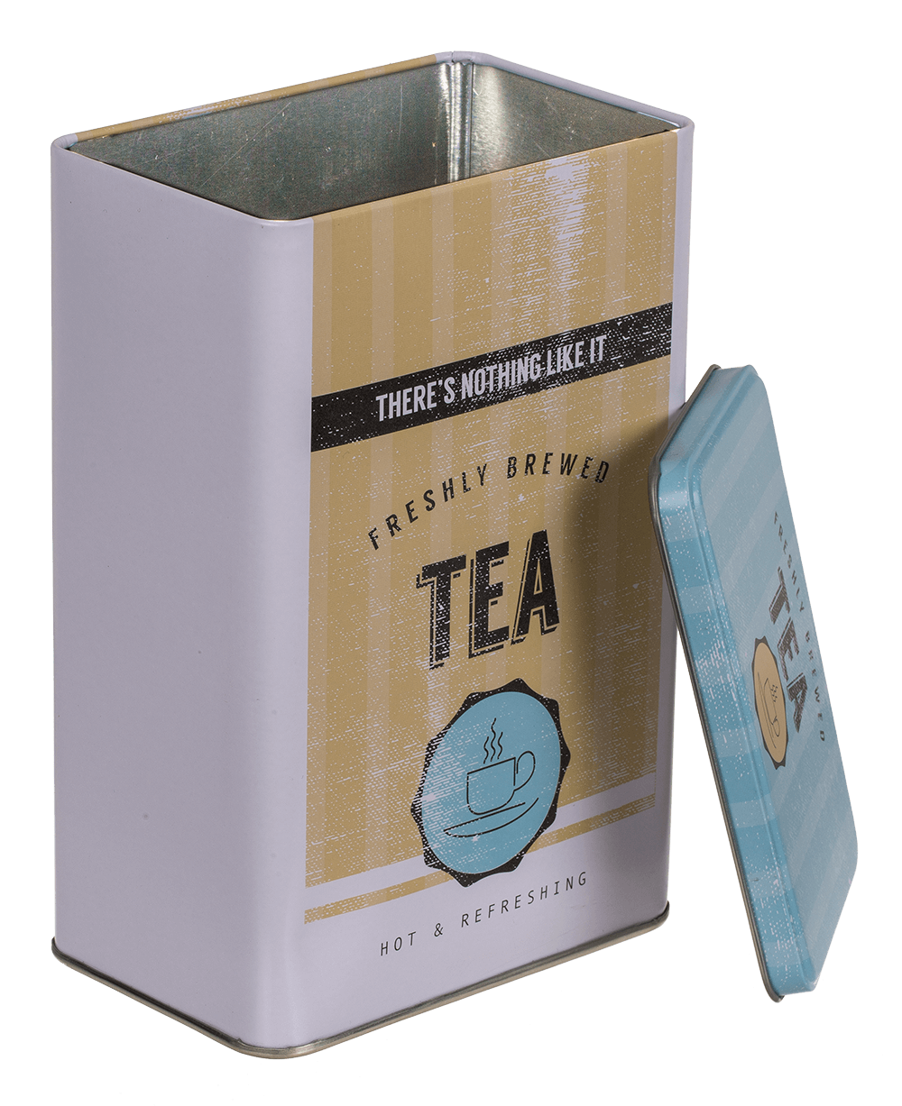 Rectangular tin box, Yellow-Blue,