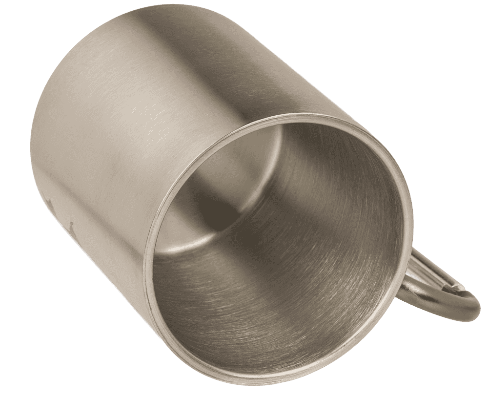 Stainless steel mug with 2 colored carabiner,