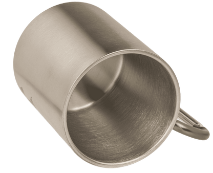 Stainless steel mug with 2 colored carabiner,
