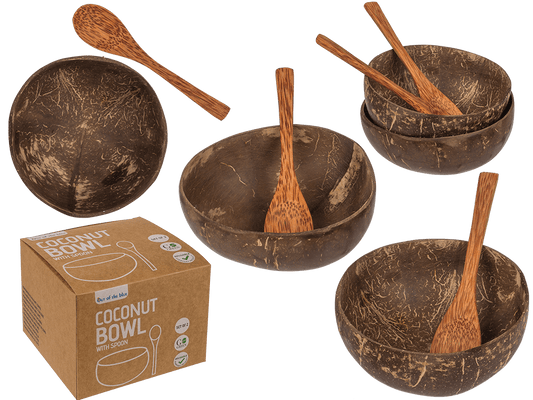 Coconut Bowl, set of 2 with 2 spoons,