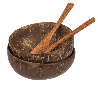 Coconut Bowl, set of 2 with 2 spoons,