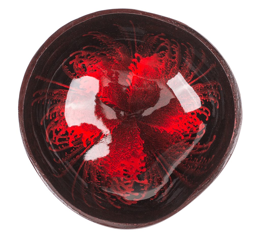 Coconut bowl, painted, 3 assorted,