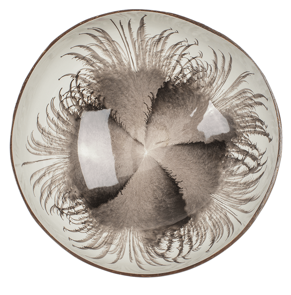 Coconut bowl, painted, 3 assorted,