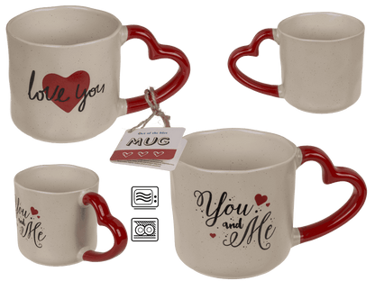 Mug with handle in heart shape, Love,