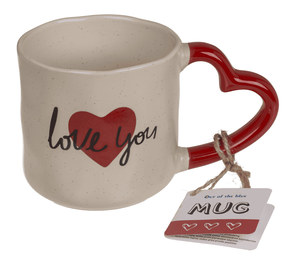 Mug with handle in heart shape, Love,