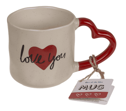 Mug with handle in heart shape, Love,