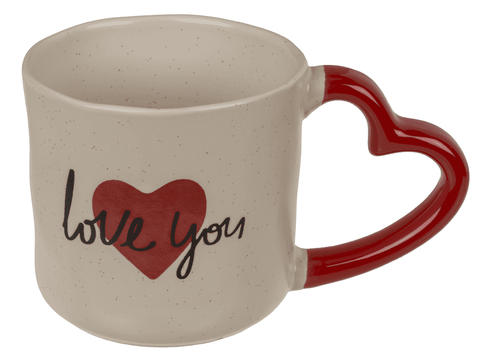 Mug with handle in heart shape, Love,