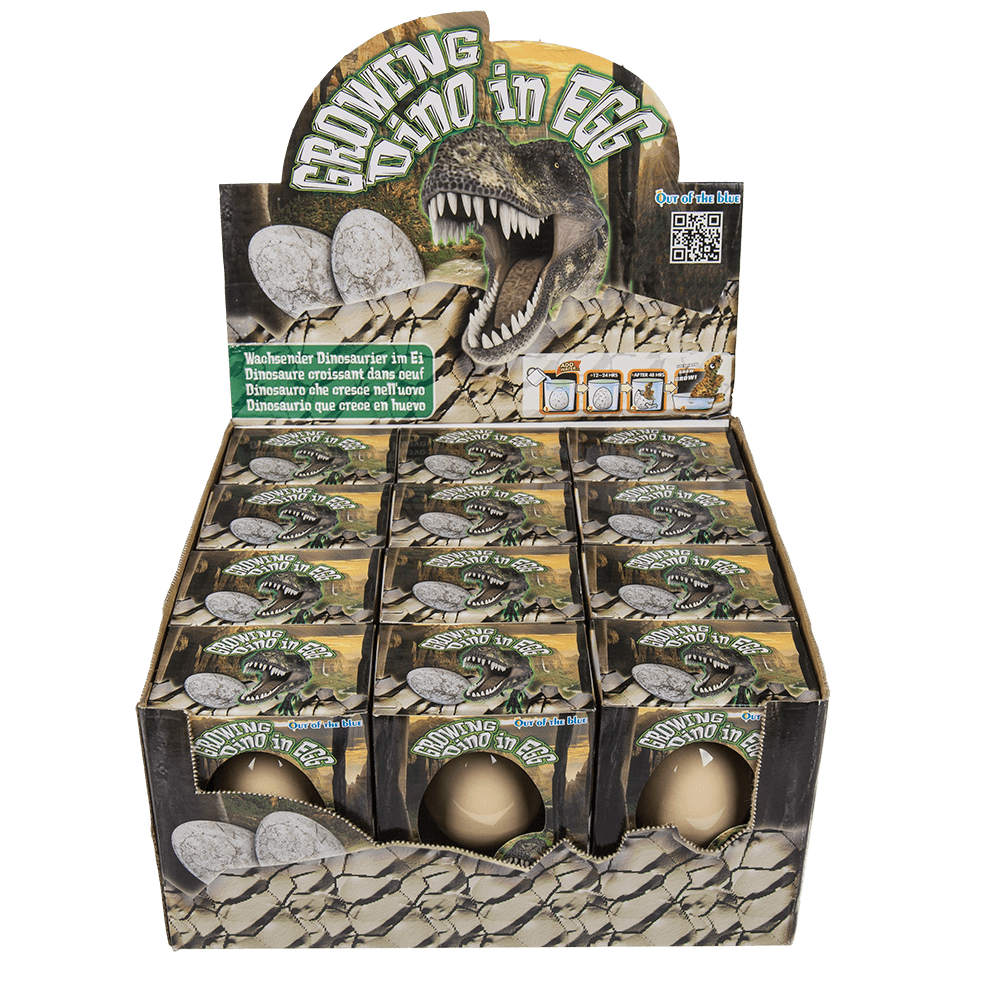 Growing mini dinosaur in egg,