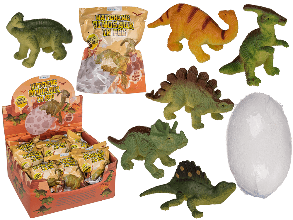 Hatching dinosaur in fizzy egg,