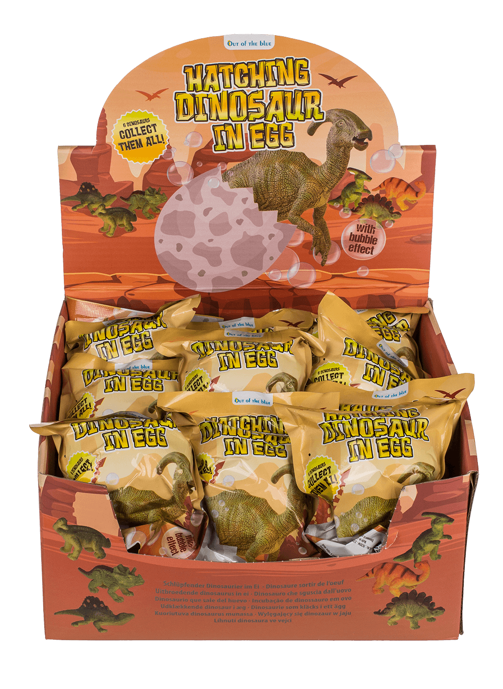 Hatching dinosaur in fizzy egg,