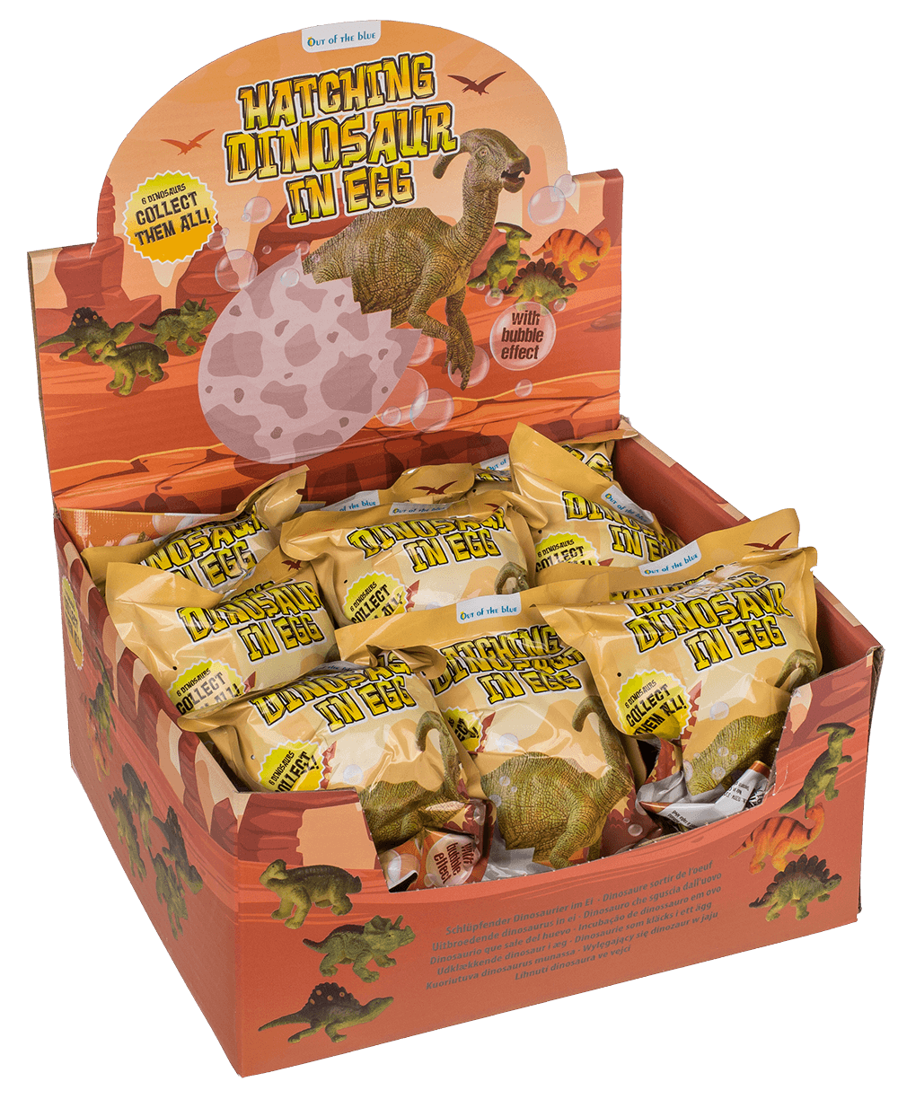 Hatching dinosaur in fizzy egg,