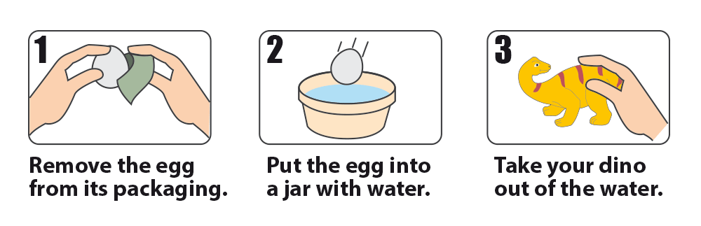 Hatching dinosaur in fizzy egg,