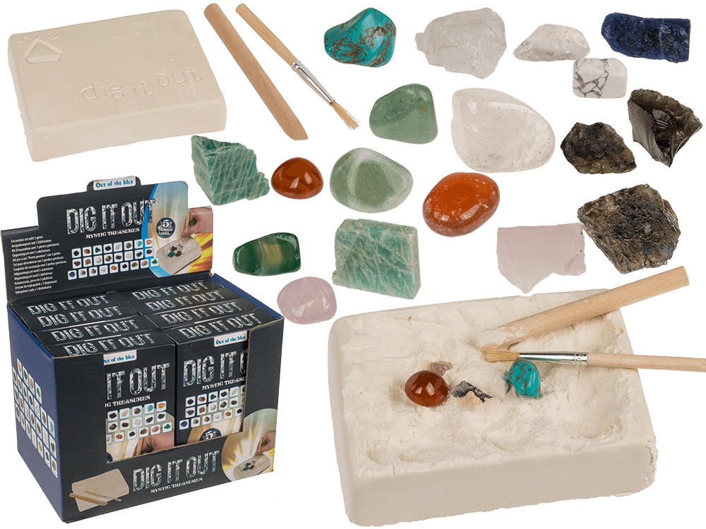 Excavation set with 5 gems,
