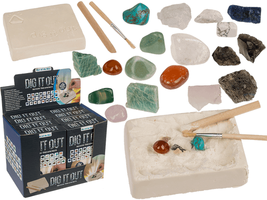 Excavation set with 5 gems,