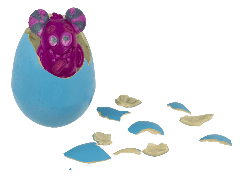 Growing monster in egg, 11 cm,