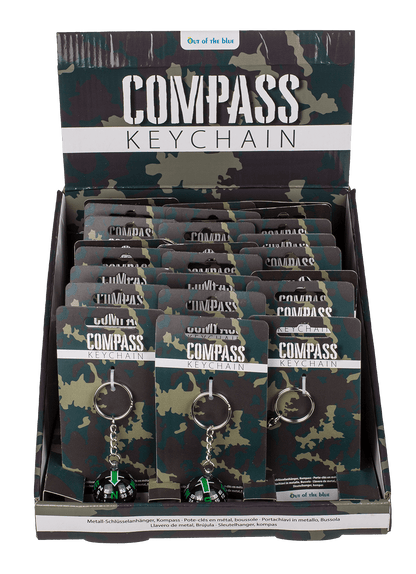 Metal key chain, compass,