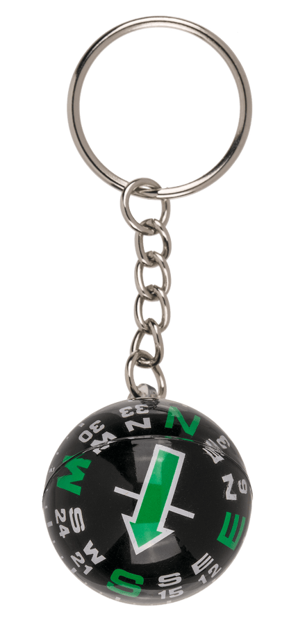 Metal key chain, compass,