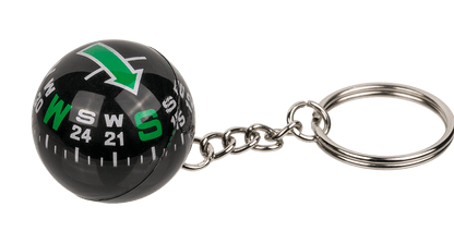 Metal key chain, compass,