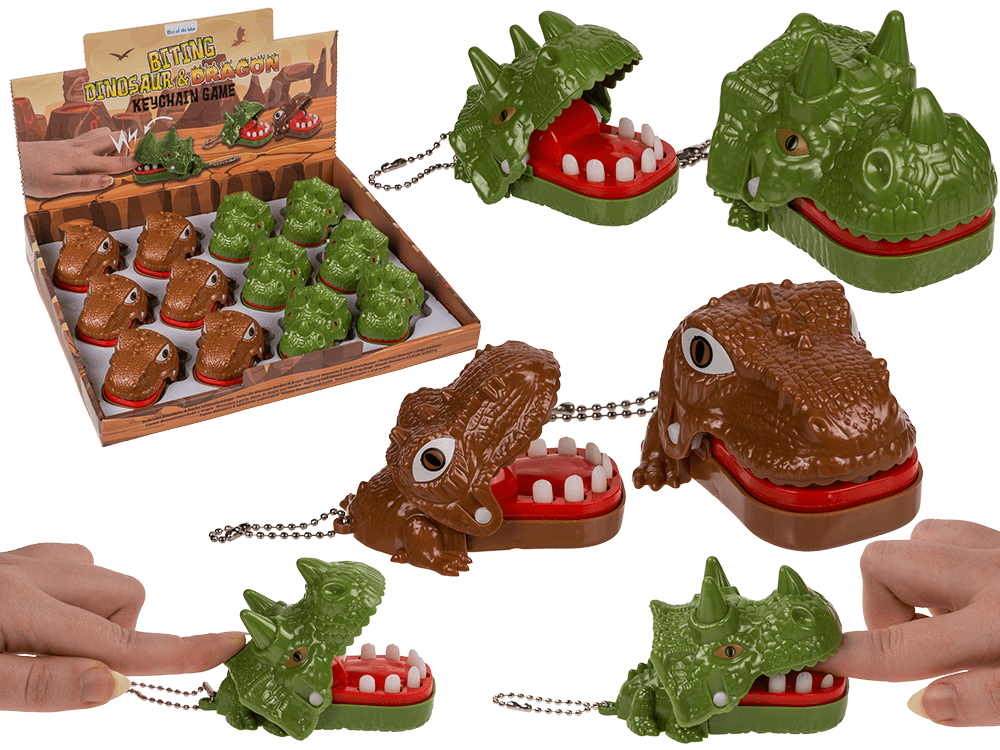 Metal keychain, Biting Dinosaur & Dragon,