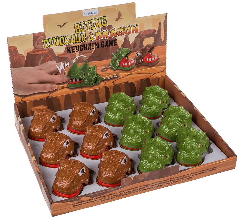 Metal keychain, Biting Dinosaur & Dragon,