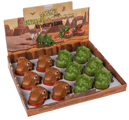 Metal keychain, Biting Dinosaur & Dragon,