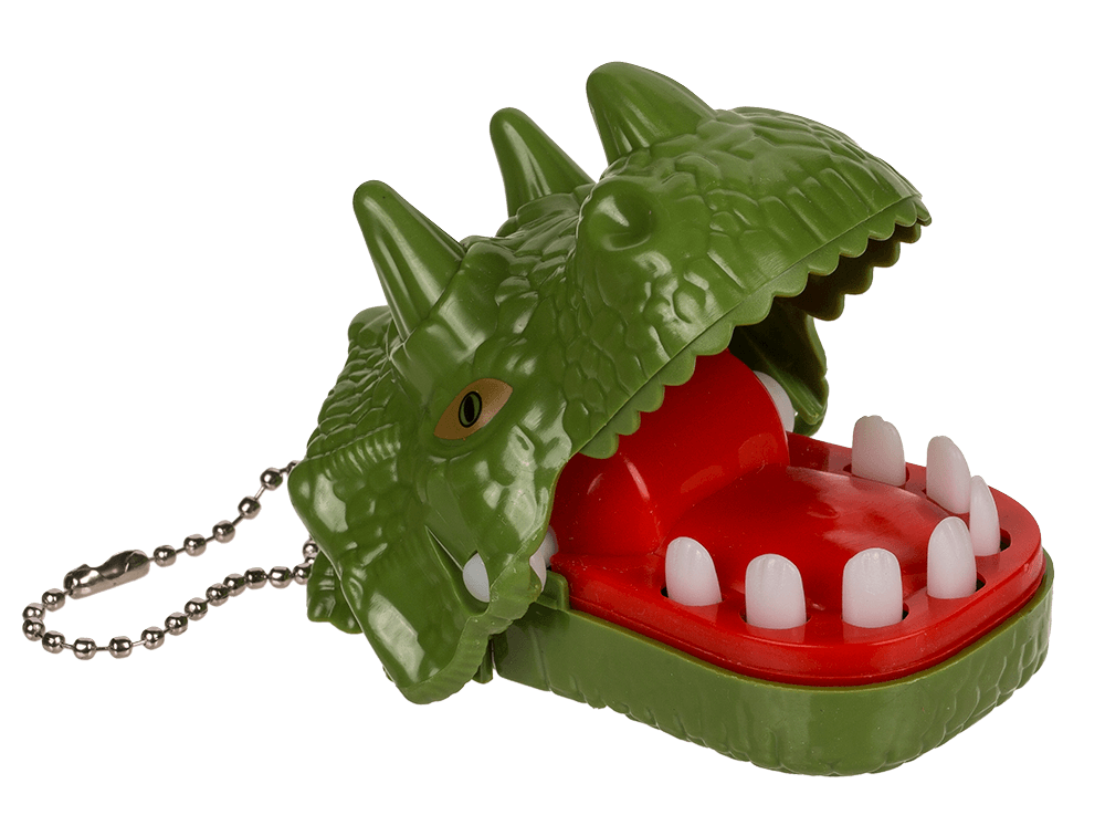 Metal keychain, Biting Dinosaur & Dragon,