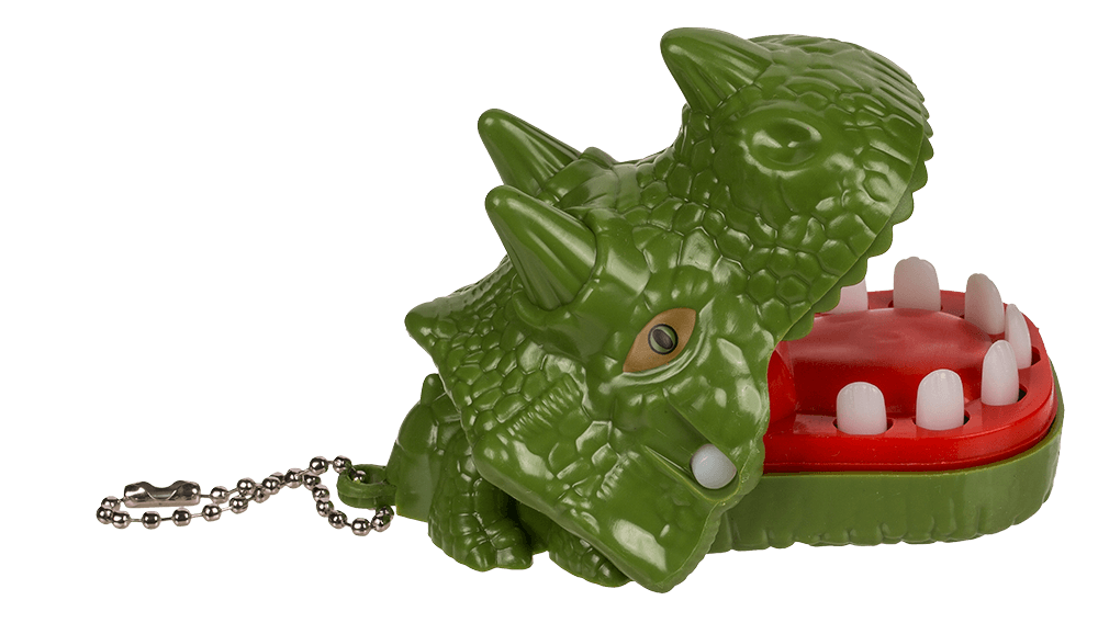 Metal keychain, Biting Dinosaur & Dragon,