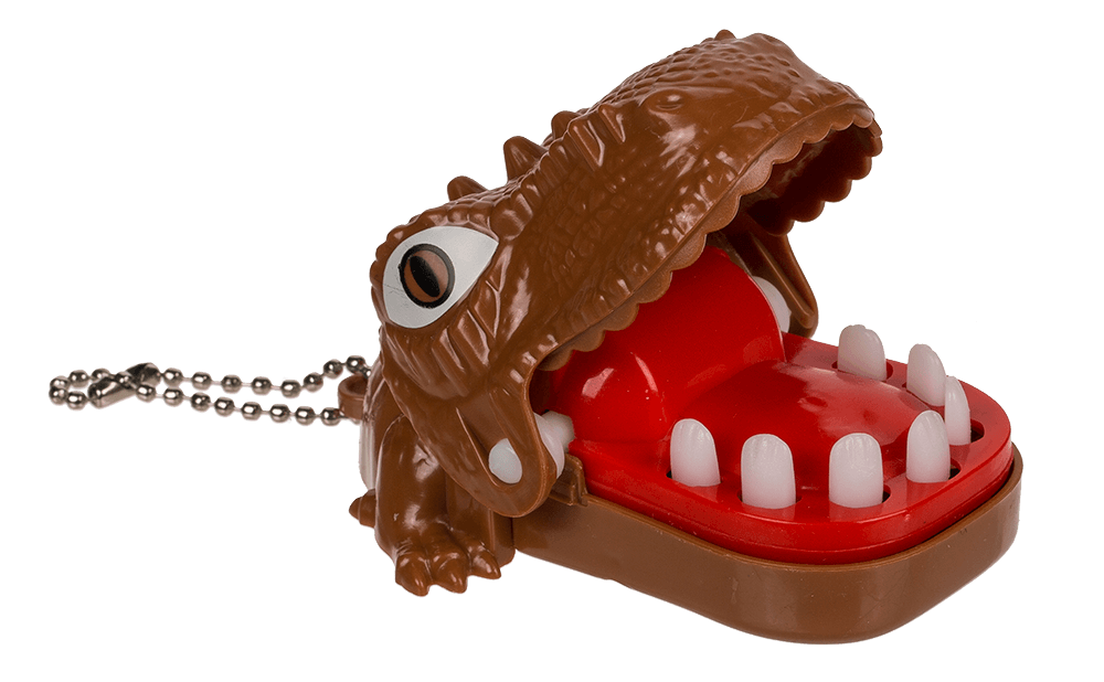 Metal keychain, Biting Dinosaur & Dragon,