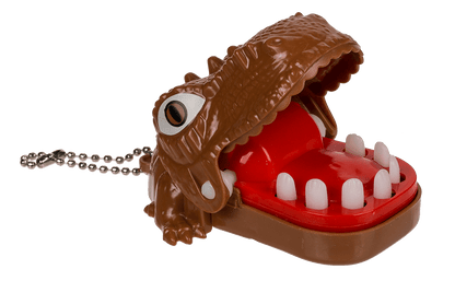 Metal keychain, Biting Dinosaur & Dragon,