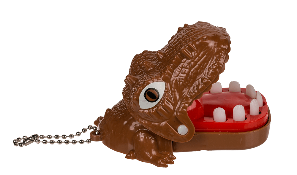 Metal keychain, Biting Dinosaur & Dragon,